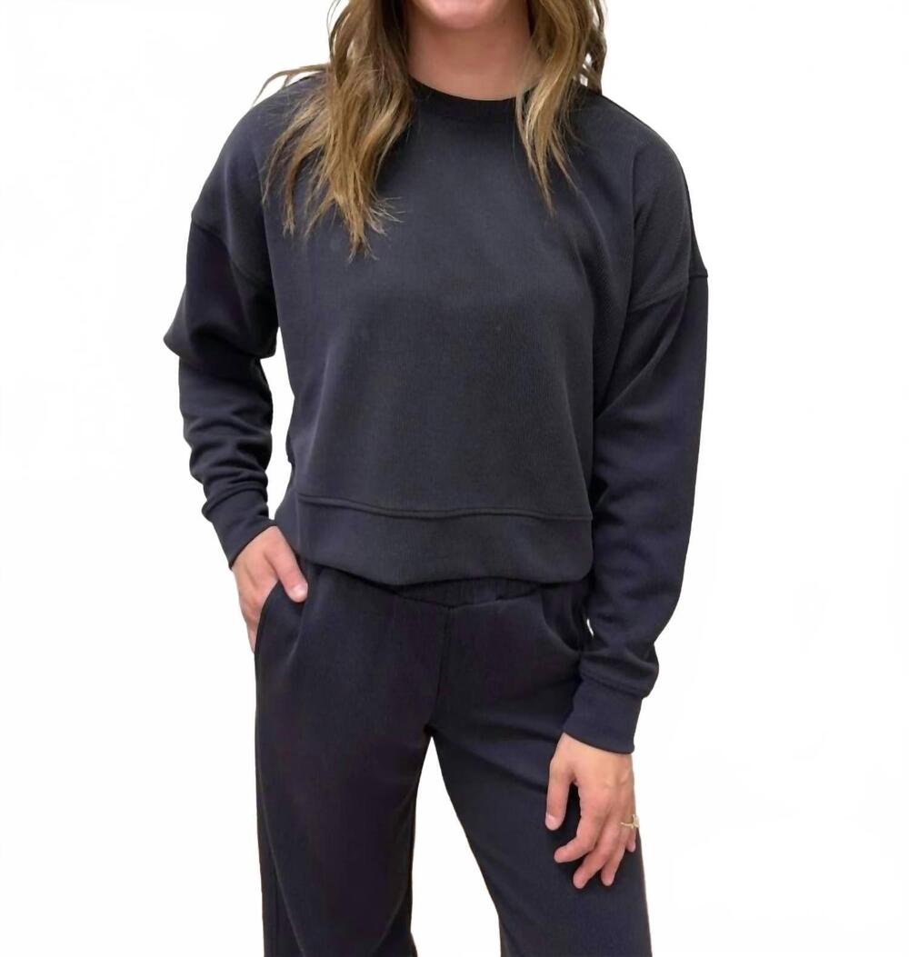 NEW MONO B luxe sand wash rib sweater in black